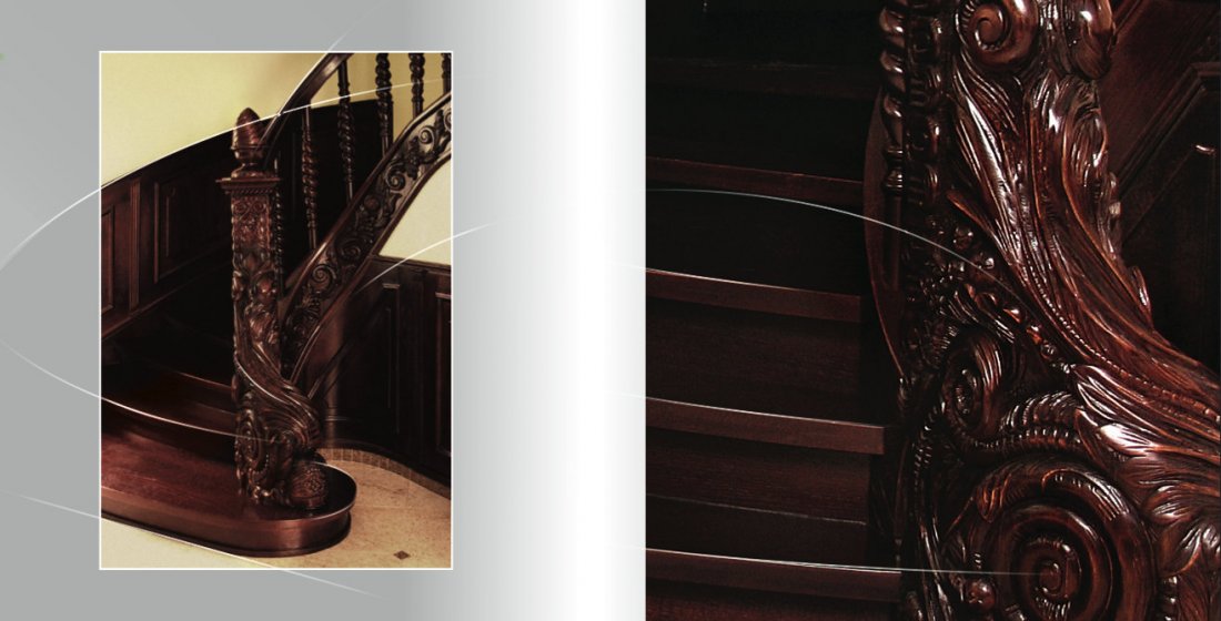 Carved wooden stairs custom-made manufacturer England, Scotland, Wales, Northern Ireland, Ireland